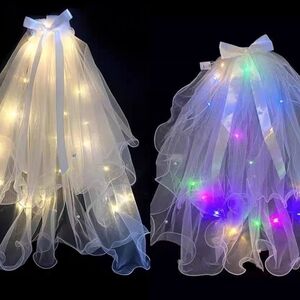 LED Light-Up Sheer Veil with Bow